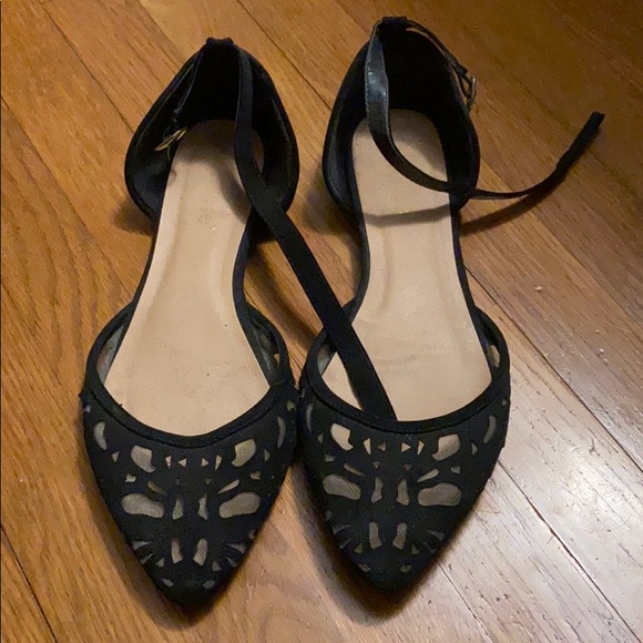 Dollhouse Shoes - Black flats with attachment strap